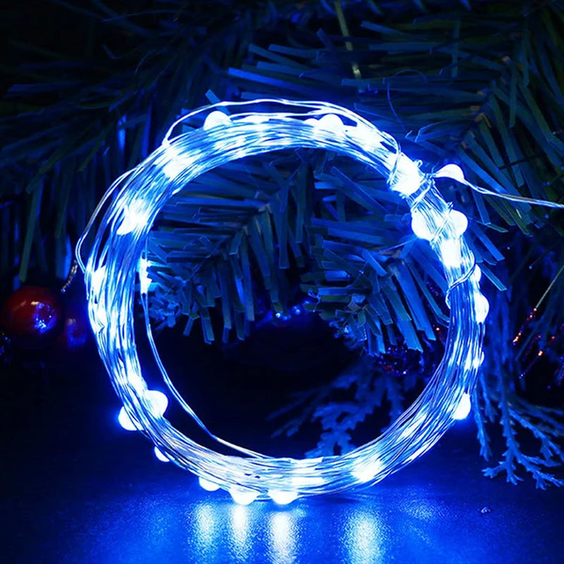 2M 5M 10M Led String Lights Battery Operated Sliver Wire Fairy Garland Light Christmas Outdoor Lights Chain Wedding Patry Decor