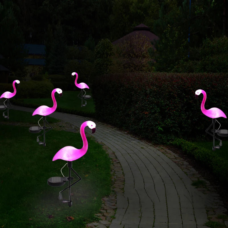 Solar Powered Flamingo Lawn Lamp