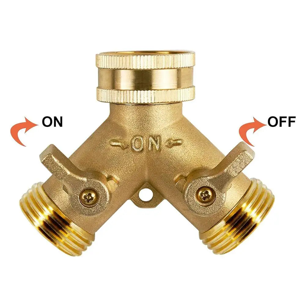 Garden Tools Copper Connector Copper 3/4 Garden Hose Water Y-Tee Faucet Splitter Adjustable Control Splitter Flow Connector