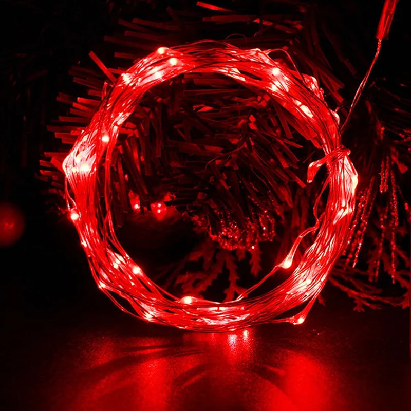 2M 5M 10M Led String Lights Battery Operated Sliver Wire Fairy Garland Light Christmas Outdoor Lights Chain Wedding Patry Decor