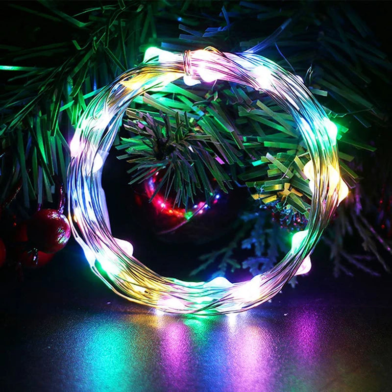 2M 5M 10M Led String Lights Battery Operated Sliver Wire Fairy Garland Light Christmas Outdoor Lights Chain Wedding Patry Decor