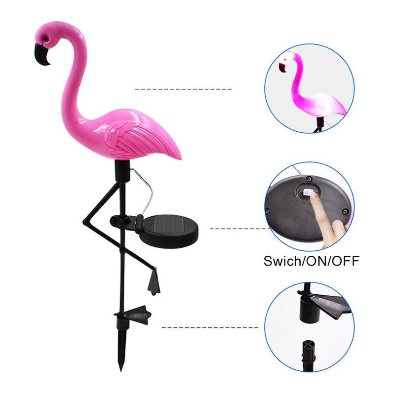 Solar Powered Flamingo Lawn Lamp