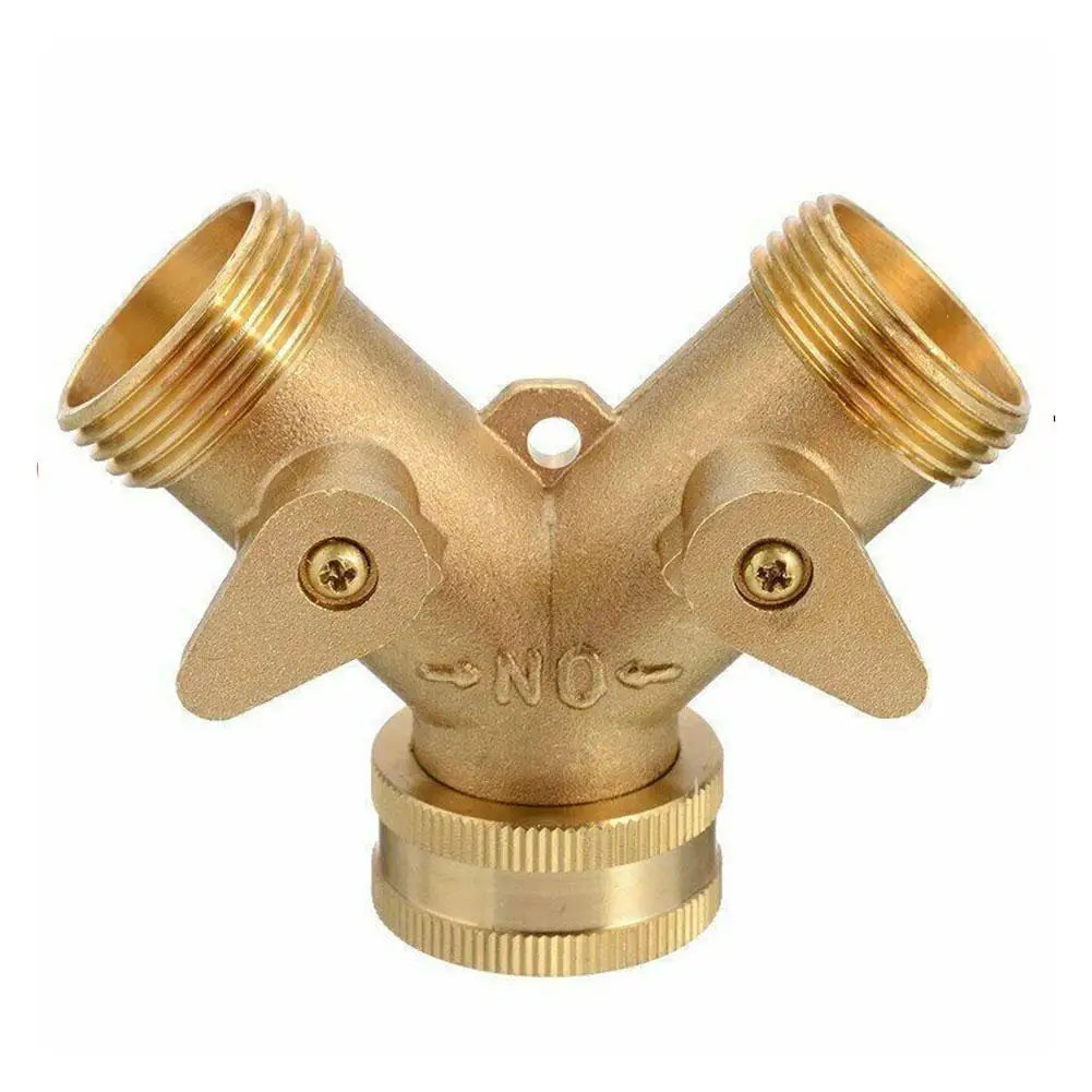 Garden Tools Copper Connector Copper 3/4 Garden Hose Water Y-Tee Faucet Splitter Adjustable Control Splitter Flow Connector