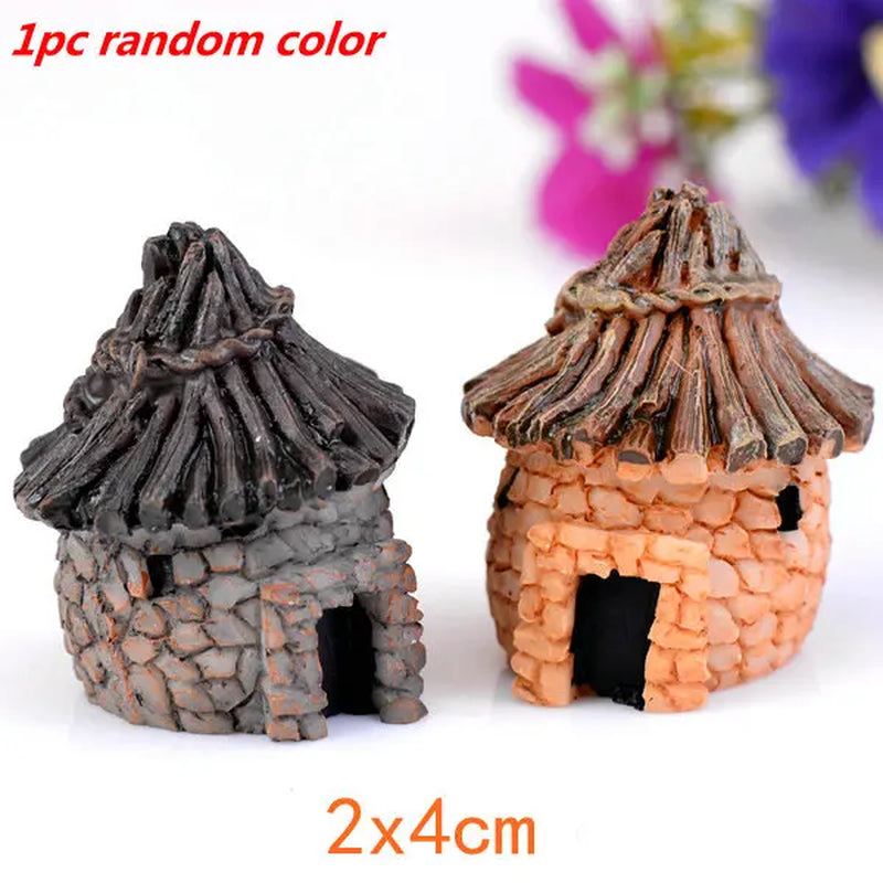 Mini Village House Miniature Garden Mini Bridge Stairs Craft Figurine Plant Pot Garden Ornament Miniature Fairy Garden Supplies