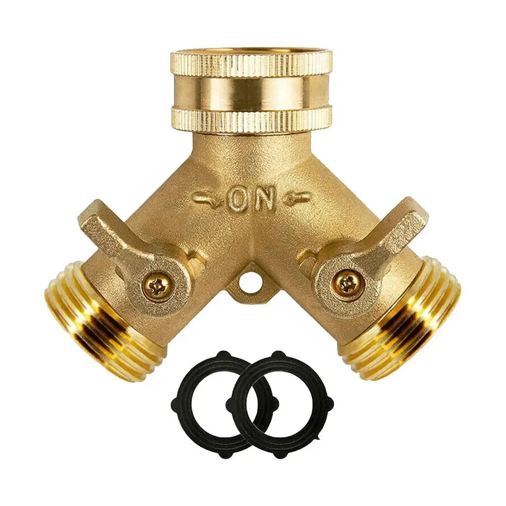 Garden Tools Copper Connector Copper 3/4 Garden Hose Water Y-Tee Faucet Splitter Adjustable Control Splitter Flow Connector