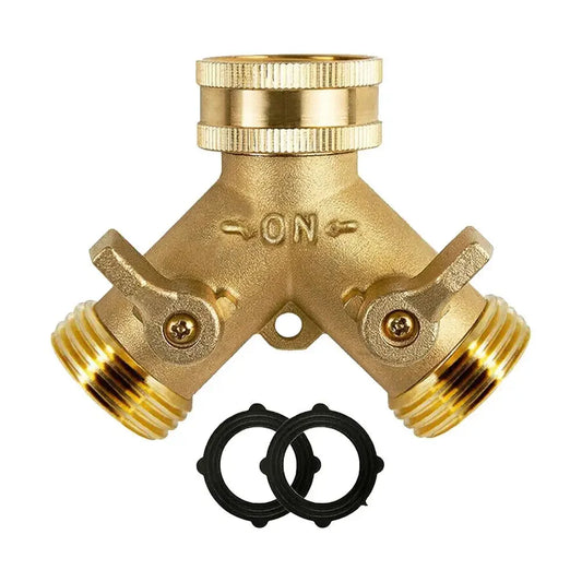 Garden Tools Copper Connector Copper 3/4 Garden Hose Water Y-Tee Faucet Splitter Adjustable Control Splitter Flow Connector